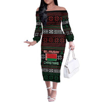 Belarus Christmas Family Matching Off The Shoulder Long Sleeve Dress and Hawaiian Shirt Flag With Belarusian Patterns - Wonder Print Shop
