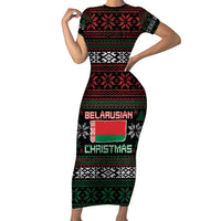 Belarus Christmas Family Matching Short Sleeve Bodycon Dress and Hawaiian Shirt Flag With Belarusian Patterns - Wonder Print Shop
