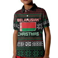 Belarus Christmas Kid Polo Shirt Flag With Belarusian Patterns - Wonder Print Shop