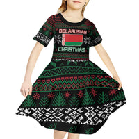 Belarus Christmas Kid Short Sleeve Dress Flag With Belarusian Patterns - Wonder Print Shop