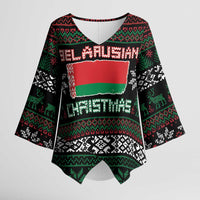 Belarus Christmas Kimono Sleeve Blouse Flag With Belarusian Patterns - Wonder Print Shop