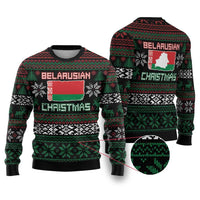 Belarus Christmas Ugly Christmas Sweater Flag With Belarusian Patterns - Wonder Print Shop