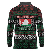 Belarus Christmas Long Sleeve Polo Shirt Flag With Belarusian Patterns - Wonder Print Shop