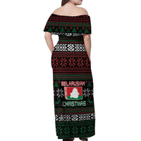 Belarus Christmas Off Shoulder Maxi Dress Flag With Belarusian Patterns - Wonder Print Shop