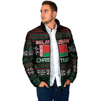 Belarus Christmas Padded Jacket Flag With Belarusian Patterns - Wonder Print Shop