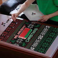 Belarus Christmas Puzzle Flag With Belarusian Patterns - Wonder Print Shop