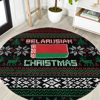 Belarus Christmas Round Carpet Flag With Belarusian Patterns - Wonder Print Shop