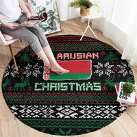 Belarus Christmas Round Carpet Flag With Belarusian Patterns - Wonder Print Shop