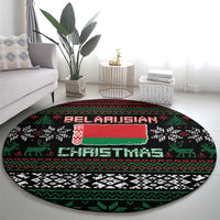 Belarus Christmas Round Carpet Flag With Belarusian Patterns - Wonder Print Shop