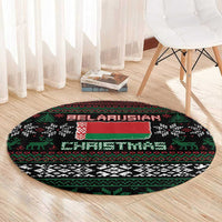 Belarus Christmas Round Carpet Flag With Belarusian Patterns - Wonder Print Shop