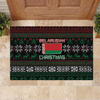 Belarus Christmas Rubber Doormat Flag With Belarusian Patterns - Wonder Print Shop