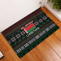 Belarus Christmas Rubber Doormat Flag With Belarusian Patterns - Wonder Print Shop