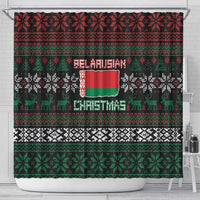 Belarus Christmas Shower Curtain Flag With Belarusian Patterns - Wonder Print Shop