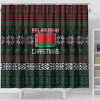 Belarus Christmas Shower Curtain Flag With Belarusian Patterns - Wonder Print Shop
