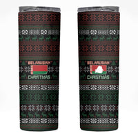 Belarus Christmas Skinny Tumbler Flag With Belarusian Patterns - Wonder Print Shop
