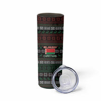 Belarus Christmas Skinny Tumbler Flag With Belarusian Patterns - Wonder Print Shop