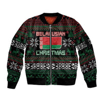 Belarus Christmas Sleeve Zip Bomber Jacket Flag With Belarusian Patterns - Wonder Print Shop