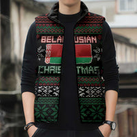 Belarus Christmas Sleeveless Puffer Jacket Flag With Belarusian Patterns - Wonder Print Shop