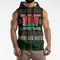 Belarus Christmas Sleeveless Zip Hoodie Flag With Belarusian Patterns - Wonder Print Shop