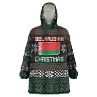 Belarus Christmas Wearable Blanket Hoodie Flag With Belarusian Patterns - Wonder Print Shop