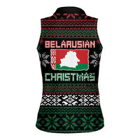 Belarus Christmas Women Sleeveless Polo Shirt Flag With Belarusian Patterns - Wonder Print Shop
