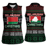Belarus Christmas Women Sleeveless Polo Shirt Flag With Belarusian Patterns - Wonder Print Shop