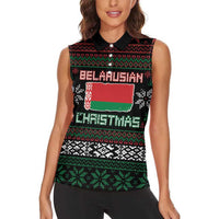 Belarus Christmas Women Sleeveless Polo Shirt Flag With Belarusian Patterns - Wonder Print Shop