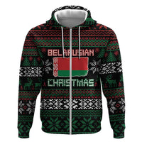 Belarus Christmas Zip Hoodie Flag With Belarusian Patterns - Wonder Print Shop