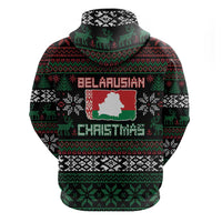 Belarus Christmas Zip Hoodie Flag With Belarusian Patterns - Wonder Print Shop