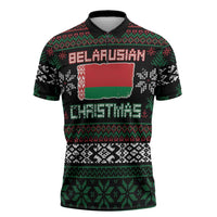 Belarus Christmas Zipper Polo Shirt Flag With Belarusian Patterns - Wonder Print Shop
