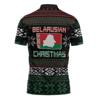 Belarus Christmas Zipper Polo Shirt Flag With Belarusian Patterns - Wonder Print Shop