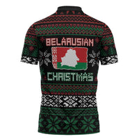 Belarus Christmas Zipper Polo Shirt Flag With Belarusian Patterns - Wonder Print Shop