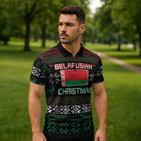 Belarus Christmas Zipper Polo Shirt Flag With Belarusian Patterns - Wonder Print Shop