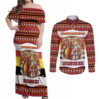 Personalized Belgium Couples Matching Off Shoulder Maxi Dress and Long Sleeve Button Shirt Saint Nicholas With Patterns Xmas - Wonder Print Shop