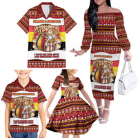 Personalized Belgium Family Matching Off The Shoulder Long Sleeve Dress and Hawaiian Shirt Saint Nicholas With Patterns Xmas - Wonder Print Shop