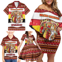 Personalized Belgium Family Matching Off Shoulder Short Dress and Hawaiian Shirt Saint Nicholas With Patterns Xmas - Wonder Print Shop