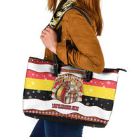 Belgium Leather Tote Bag Saint Nicholas With Patterns Xmas - Wonder Print Shop