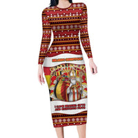Personalized Belgium Long Sleeve Bodycon Dress Saint Nicholas With Patterns Xmas - Wonder Print Shop