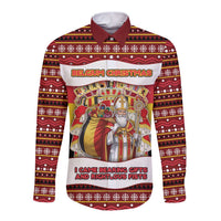 Personalized Belgium Long Sleeve Button Shirt Saint Nicholas With Patterns Xmas - Wonder Print Shop