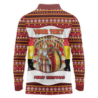 Personalized Belgium Long Sleeve Polo Shirt Saint Nicholas With Patterns Xmas - Wonder Print Shop
