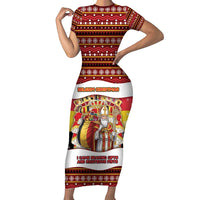 Personalized Belgium Short Sleeve Bodycon Dress Saint Nicholas With Patterns Xmas - Wonder Print Shop