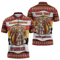 Personalized Belgium Zipper Polo Shirt Saint Nicholas With Patterns Xmas - Wonder Print Shop