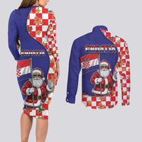 Croatia Christmas Couples Matching Long Sleeve Bodycon Dress and Long Sleeve Button Shirt Santas Favorite Croatian - Wonder Print Shop