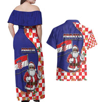 Croatia Christmas Couples Matching Off Shoulder Maxi Dress and Hawaiian Shirt Santas Favorite Croatian - Wonder Print Shop