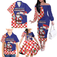 Croatia Christmas Family Matching Off The Shoulder Long Sleeve Dress and Hawaiian Shirt Santas Favorite Croatian - Wonder Print Shop