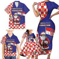 Croatia Christmas Family Matching Short Sleeve Bodycon Dress and Hawaiian Shirt Santas Favorite Croatian - Wonder Print Shop