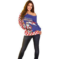 Croatia Christmas Off Shoulder Sweater Santas Favorite Croatian - Wonder Print Shop