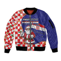 Croatia Christmas Sleeve Zip Bomber Jacket Santas Favorite Croatian - Wonder Print Shop