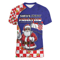 Croatia Christmas Women V-Neck T-Shirt Santas Favorite Croatian - Wonder Print Shop