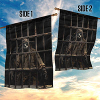 3D Illusion Straw Man Halloween Garden Flag Behind The Bars - Wonder Print Shop